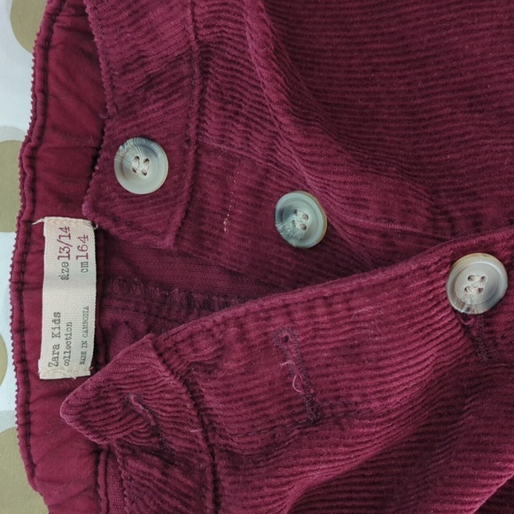 Zara Girls 13/14 Corduroy Mini Skirt W Pockets Rich Burgundy Fall - Picture 3 of 5